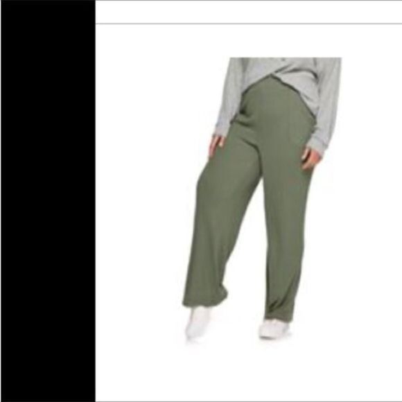SO 3X green hacci knit flare high rise wide legs pant - Picture 5 of 16